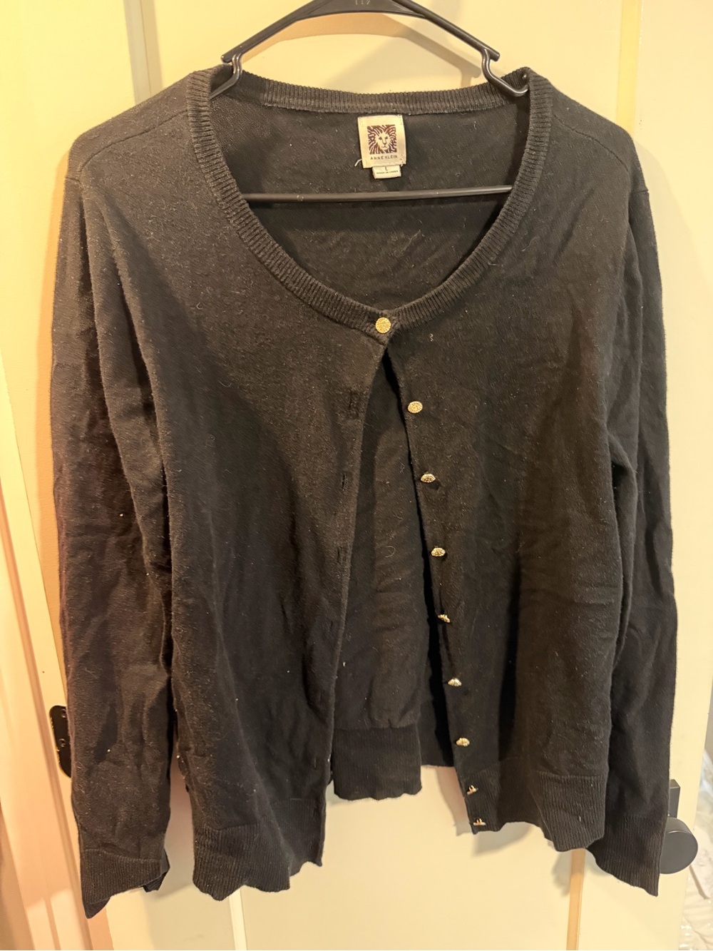 Anne Klein Black Button-Front Cardigan